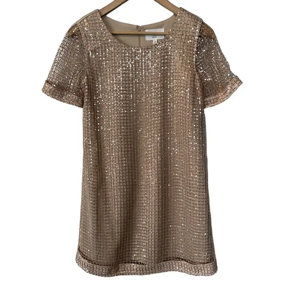 joa sequin dress J.O.A Dress Womens Size XS Black Gold Sequin Leopard Party front drape Nwt $98